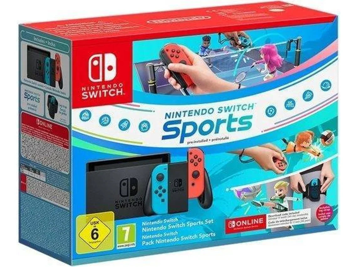 Console Nintendo Switch V2 + Jogo Nintendo Switch Sports (Código de Download na Caixa) + 12 Meses de NSO