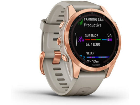 Relógio Esportivo GARMIN Fenix 7S Solar (Bluetooth – Até 14 dias de autonomia com Energia Solar – Cinza e Rosa)