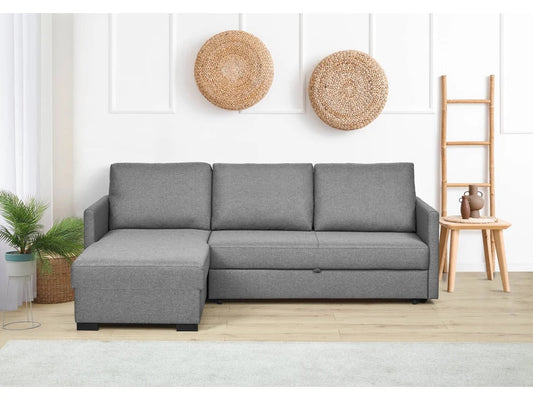 Sofá DORMUS Sydney Cinza 3 Lugares + Chaise c/Cama (234 x 223 x 89 cm - Reversível Lado Direito/Esquerdo)