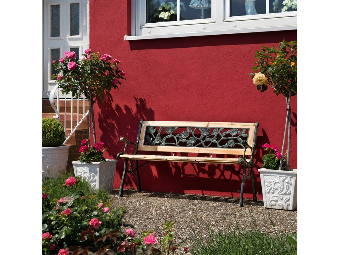 Banc de jardin TECTAKE Marina (Marron - Bois - 124x52x74 cm)