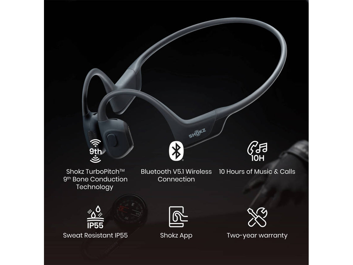 Fones de Ouvido Bluetooth Multiponto SHOKZ Openrun Pro (Orelha Aberta - Microfone - Preto