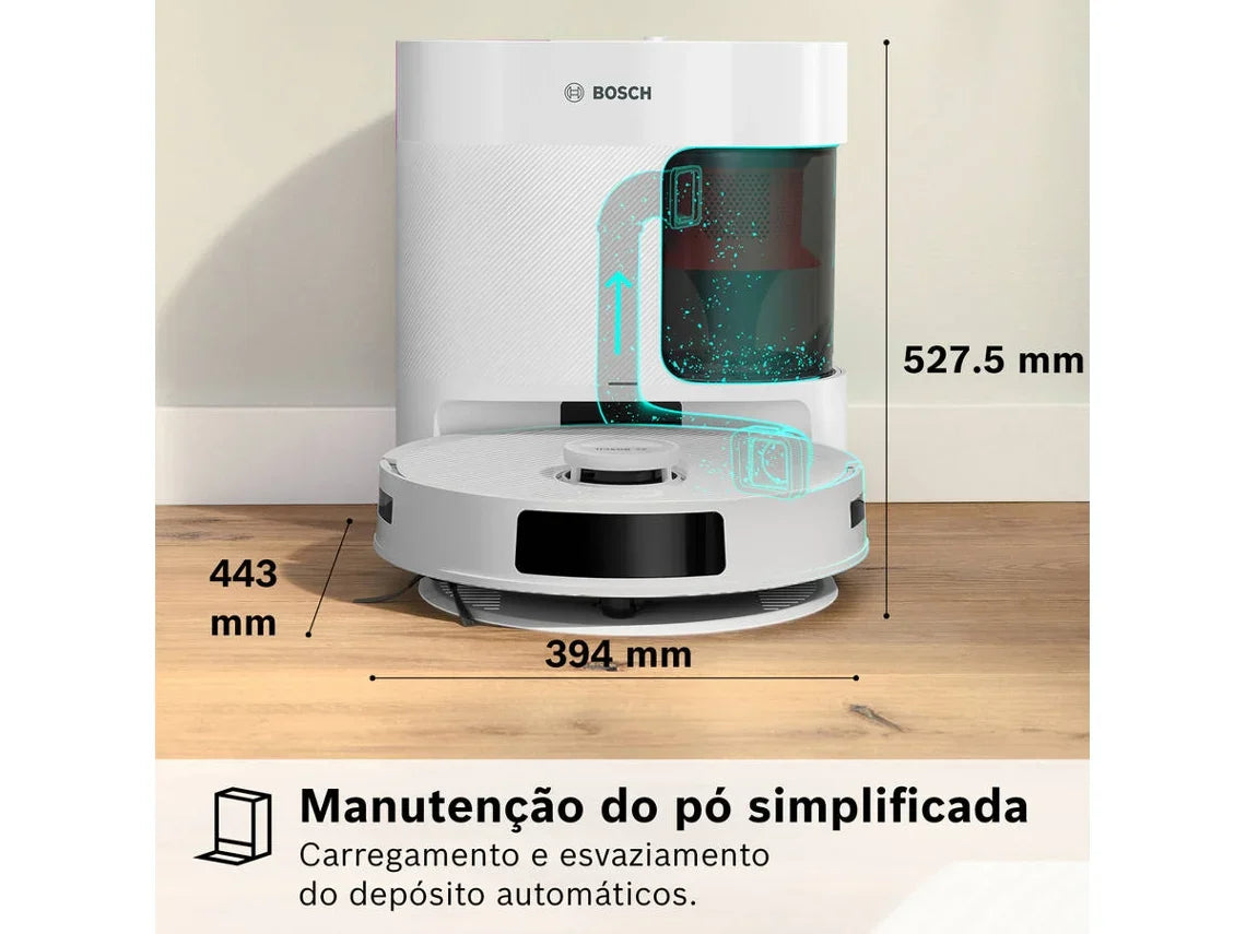 Aspirador Robô BOSCH Spotless Advance+ BCRD2W + Base Autodust (Autonomia: 160 min - 1500 ml - Branco)