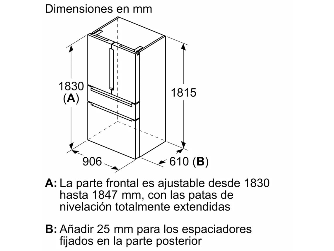 Frigorífico Americano SIEMENS KF96RSBEA (No Frost - 183 cm - 572 L - Preto)