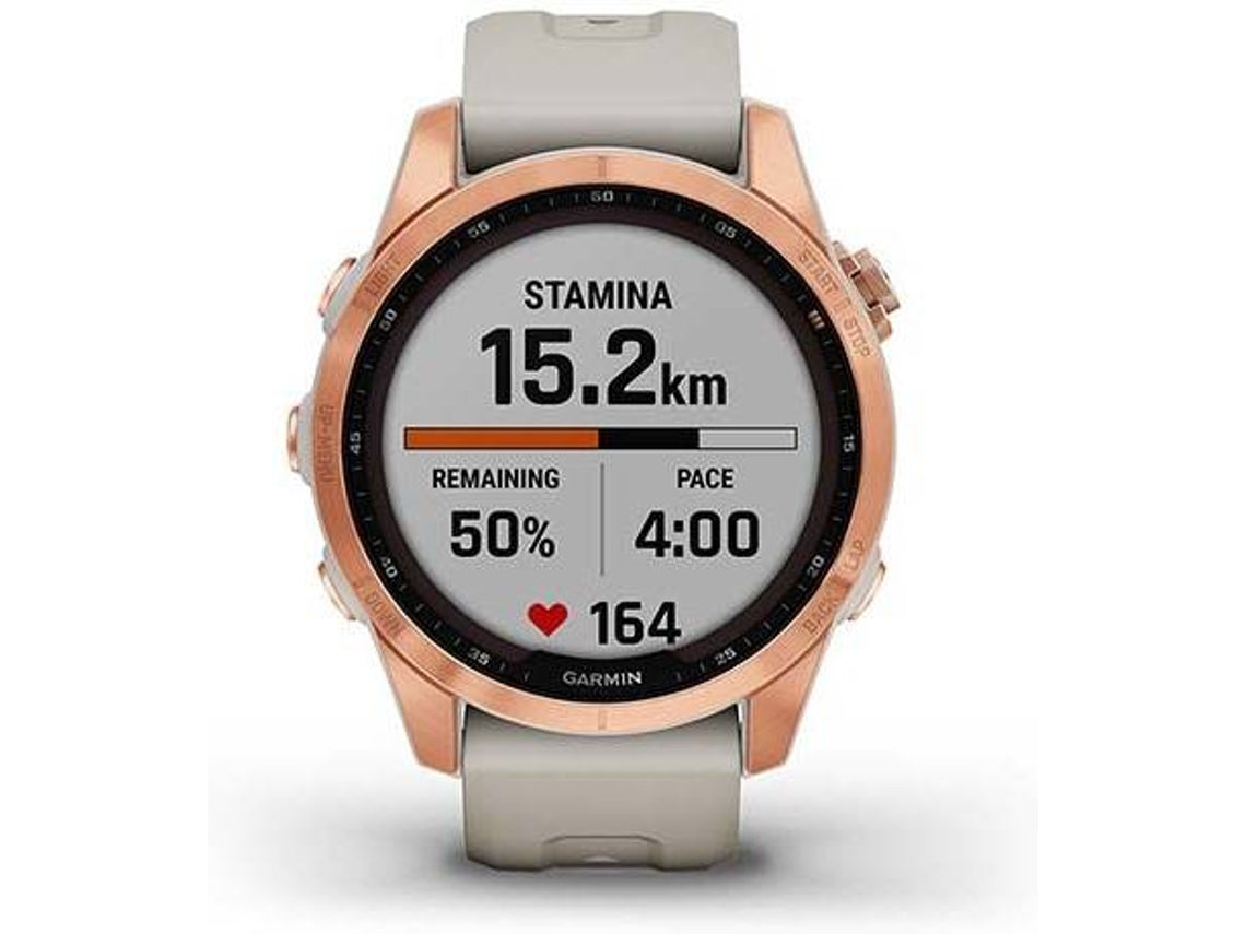 Relógio Esportivo GARMIN Fenix 7S Solar (Bluetooth – Até 14 dias de autonomia com Energia Solar – Cinza e Rosa)