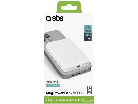 Powerbank SBS TEBB5000MAG1CW (5000 mAh - USB-C - Branco)