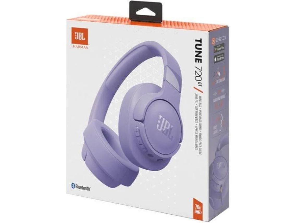 Auscultadores Bluetooth JBL TUNE 720 BT (Over Ear - Microfone - Roxo)