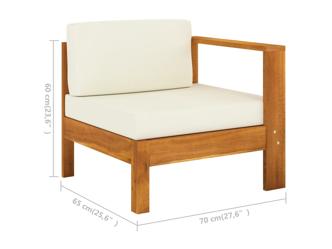 Conjunto de 6 Móveis de Jardim VIDAXL com almofadas branco creme, em madeira de acácia