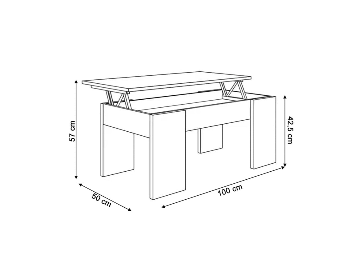 Sofá-Cama Chaise Longue XS Preto Mesa de Centro Branca