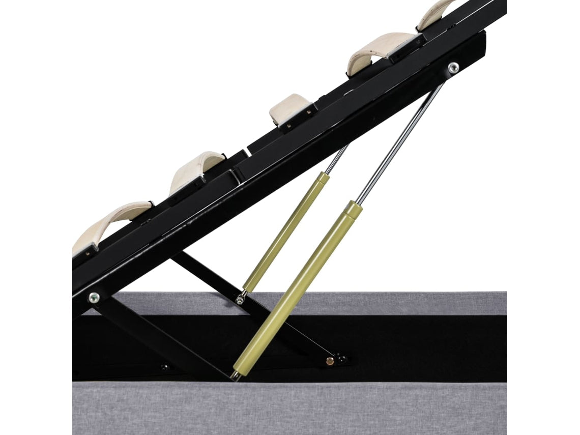 vidaXL Cama com arrumação hidráulica 90x200 cm tecido cinzento-claro