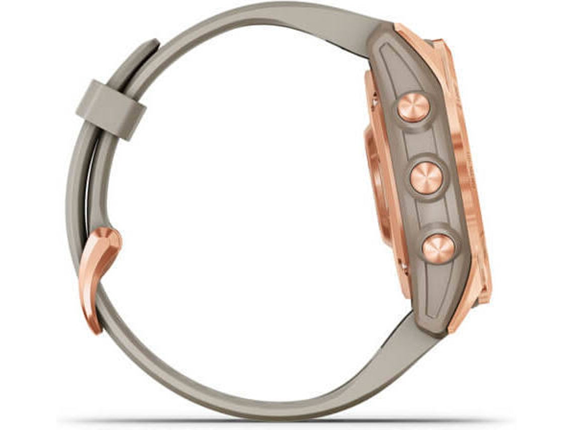 Relógio Esportivo GARMIN Fenix 7S Solar (Bluetooth – Até 14 dias de autonomia com Energia Solar – Cinza e Rosa)