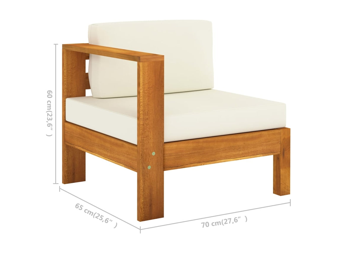 Conjunto de 6 Móveis de Jardim VIDAXL com almofadas branco creme, em madeira de acácia