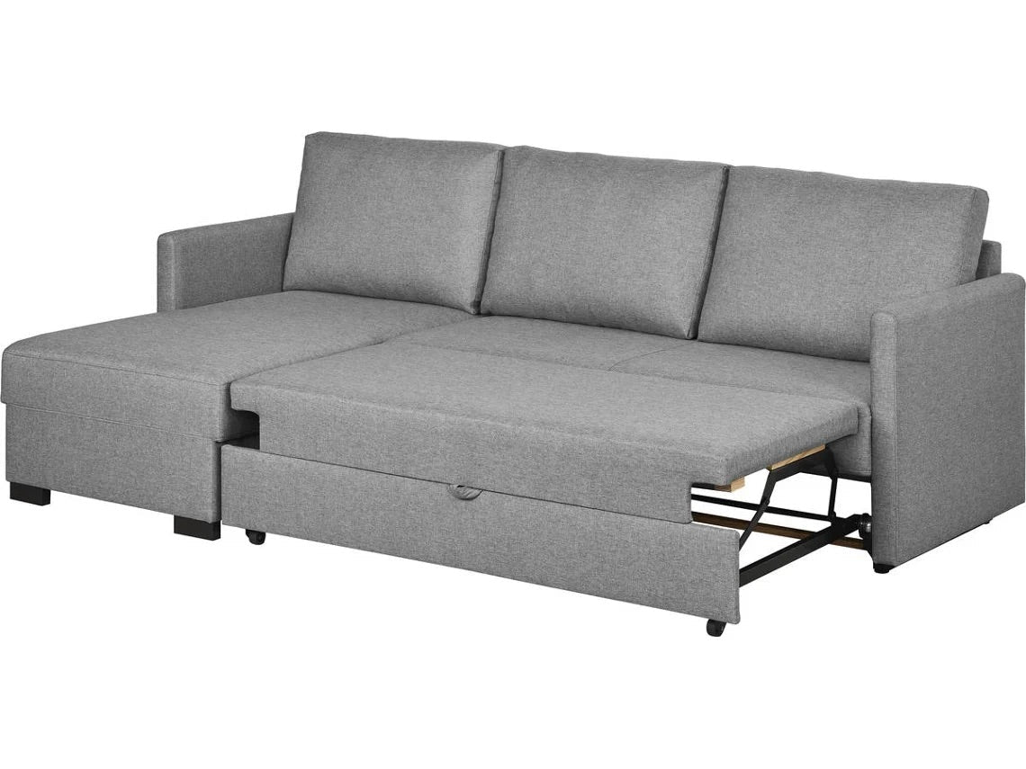 Sofá DORMUS Sydney Cinza 3 Lugares + Chaise c/Cama (234 x 223 x 89 cm - Reversível Lado Direito/Esquerdo)