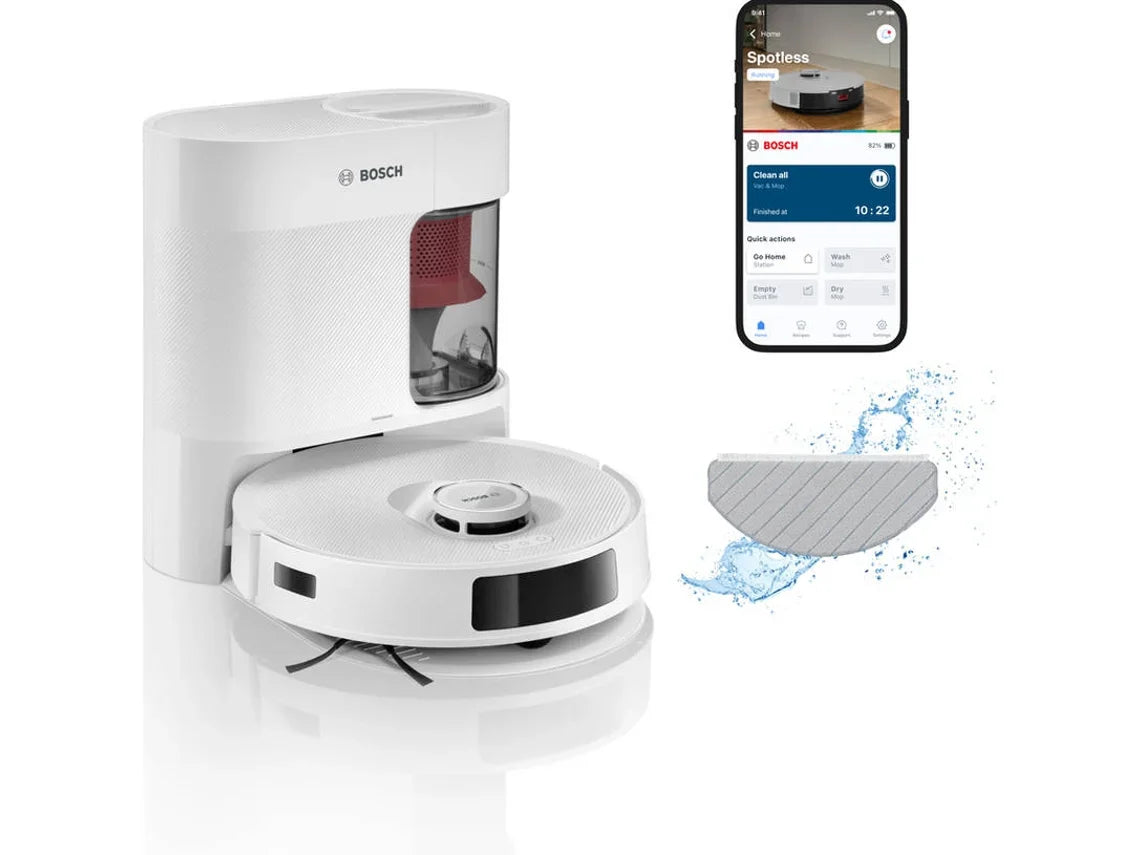 Aspirador Robô BOSCH Spotless Advance+ BCRD2W + Base Autodust (Autonomia: 160 min - 1500 ml - Branco)