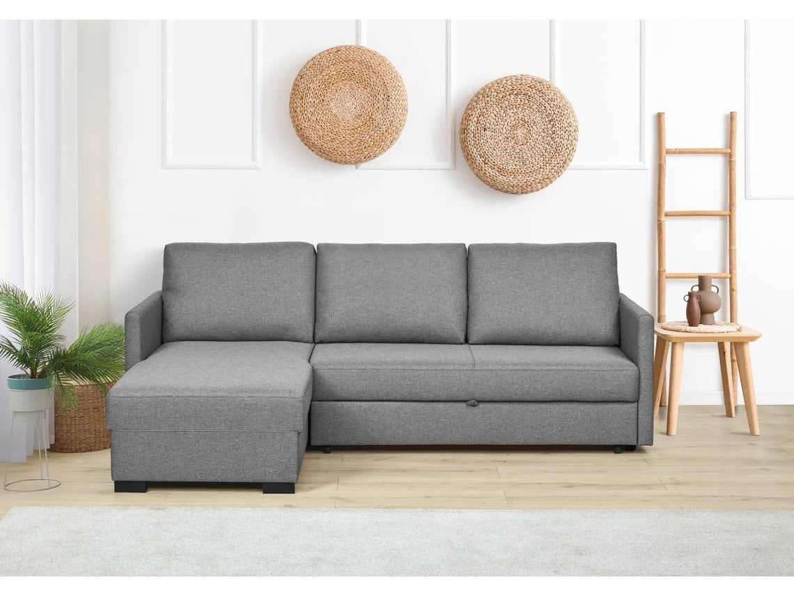 Sofá DORMUS Sydney Cinza 3 Lugares + Chaise c/Cama (234 x 223 x 89 cm - Reversível Lado Direito/Esquerdo)