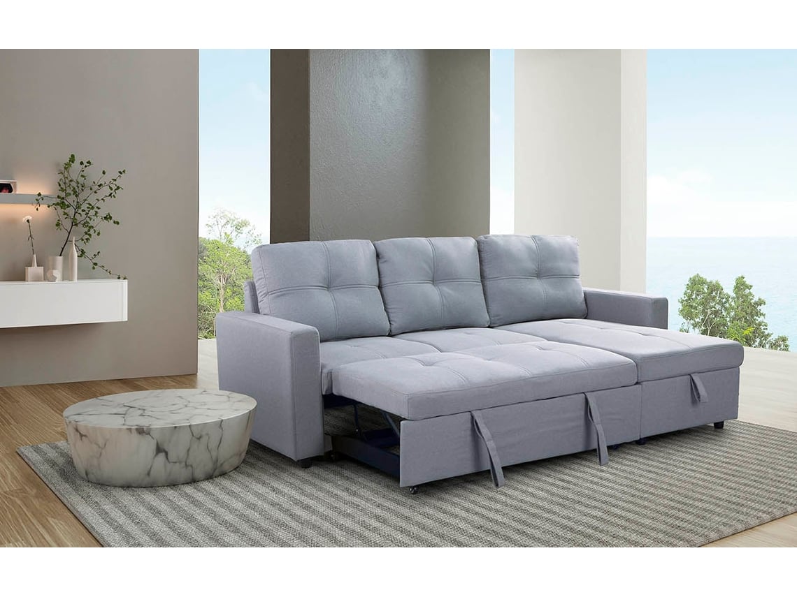 Canapé-Cama Chaise Longue Pau 215cm Preto (215 x 85 x 135 cm)
