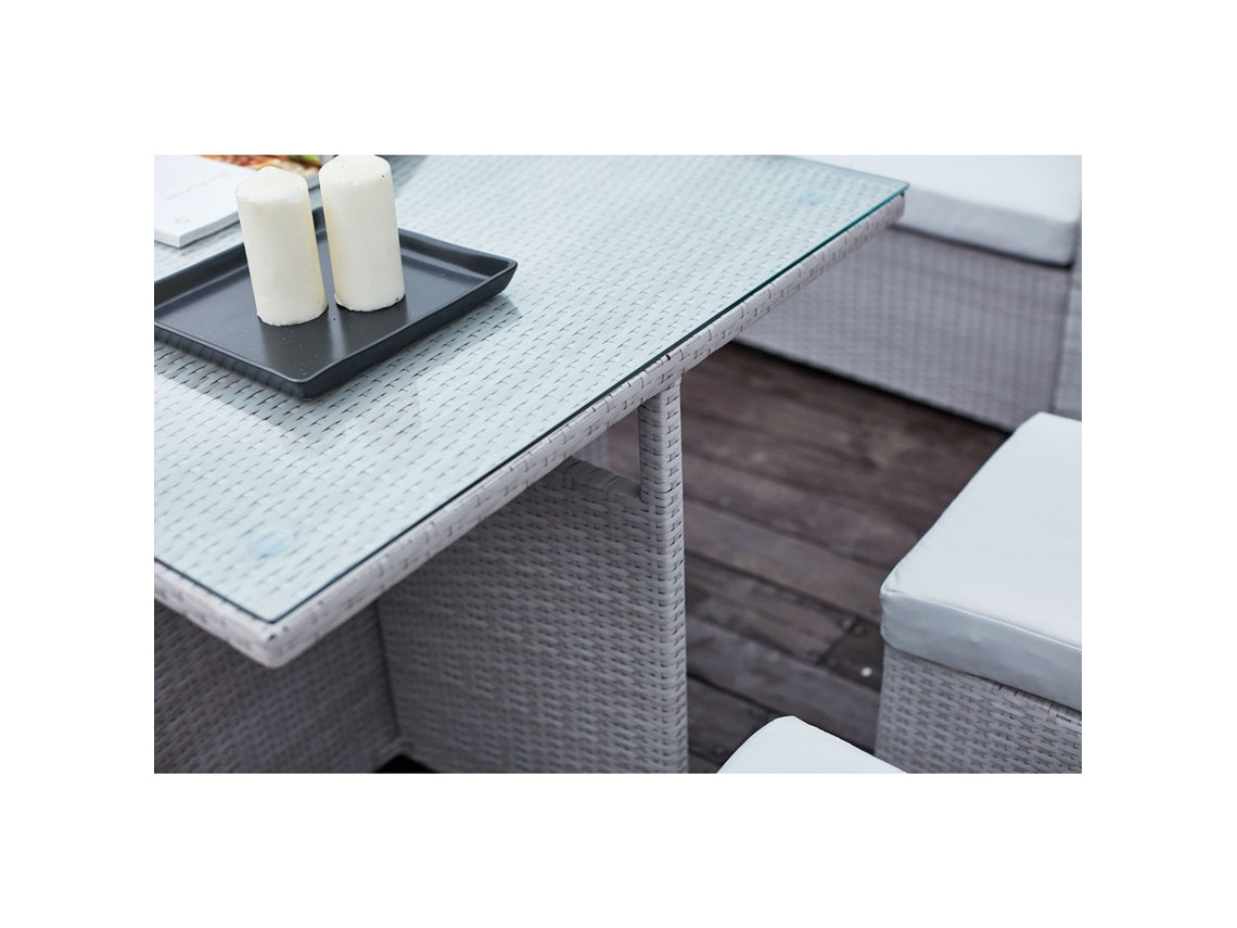 Conjunto de móveis de jardim em resina cinza para 10 pessoas SAMOA 220x63 cm CONCEPT U