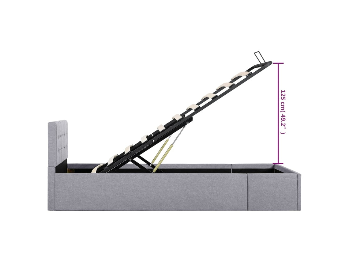 vidaXL Cama com arrumação hidráulica 90x200 cm tecido cinzento-claro