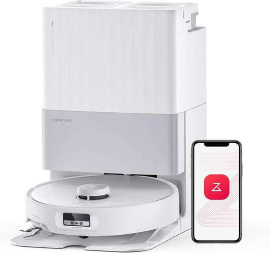 Aspirador Robô Roborock Qrevo S5V, 12000 Pa, FlexiArm Edge Mopping, Sistema Anti-Emaranhamento Duplo, Prevenção Inteligente de Obstáculos, Elevação de Mop de 10 mm, Lavagem e Secagem Automáticas, Esvaziamento e Recarga Automáticos, Preto