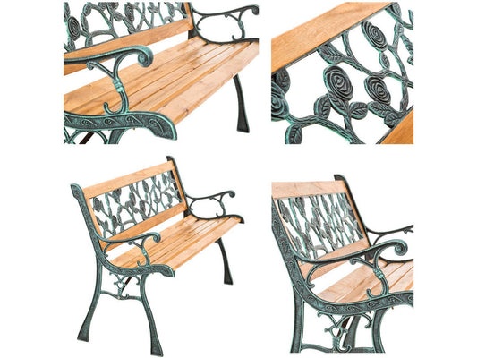 Banc de jardin TECTAKE Marina (Marron - Bois - 124x52x74 cm)