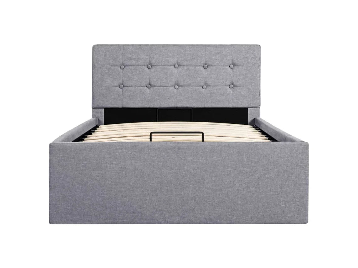 vidaXL Cama com arrumação hidráulica 90x200 cm tecido cinzento-claro