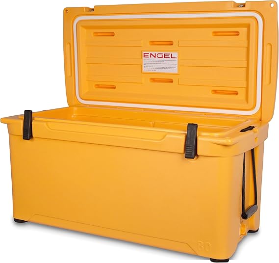 Nevera Engel Coolers ENG80 | Nevera rotomoldeada de alto rendimiento y durabilidad, sin costuras, con capacidad para 75 latas, ideal para camping, caza y pesca – Color Iced Mango