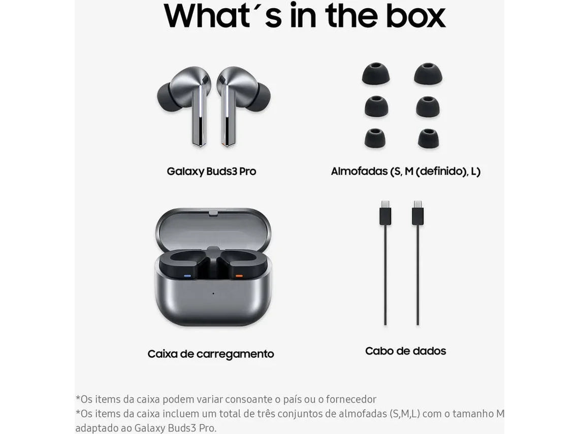Auriculares Bluetooth True Wireless SAMSUNG Galaxy Buds3 Pro (In Ear - Microfone - Noise Cancelling - Preto)