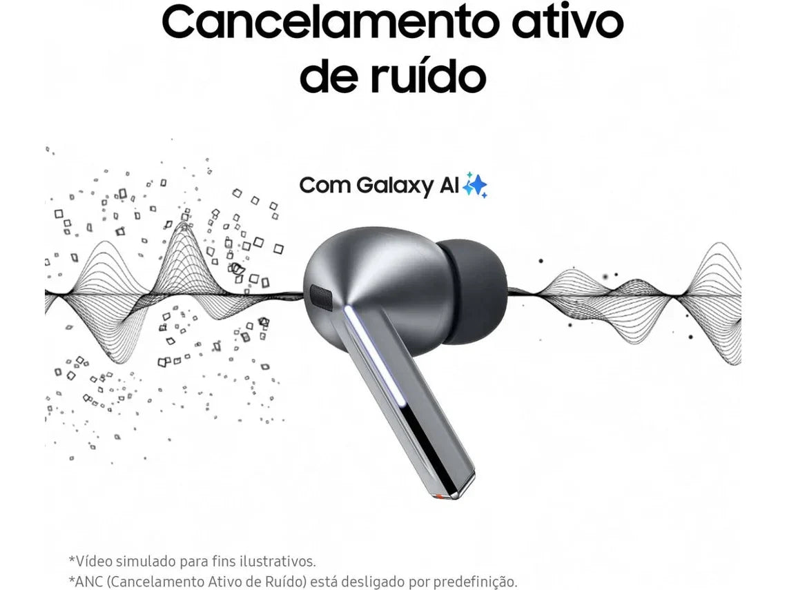 Auriculares Bluetooth True Wireless SAMSUNG Galaxy Buds3 Pro (In Ear - Microfone - Noise Cancelling - Preto)