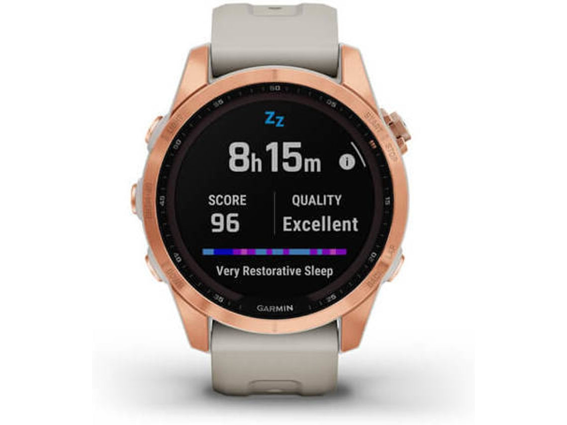 Relógio Esportivo GARMIN Fenix 7S Solar (Bluetooth – Até 14 dias de autonomia com Energia Solar – Cinza e Rosa)