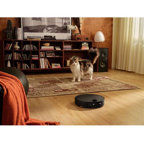 Aspirador Robô Roborock Qrevo S5V, 12000 Pa, FlexiArm Edge Mopping, Sistema Anti-Emaranhamento Duplo, Prevenção Inteligente de Obstáculos, Elevação de Mop de 10 mm, Lavagem e Secagem Automáticas, Esvaziamento e Recarga Automáticos, Preto