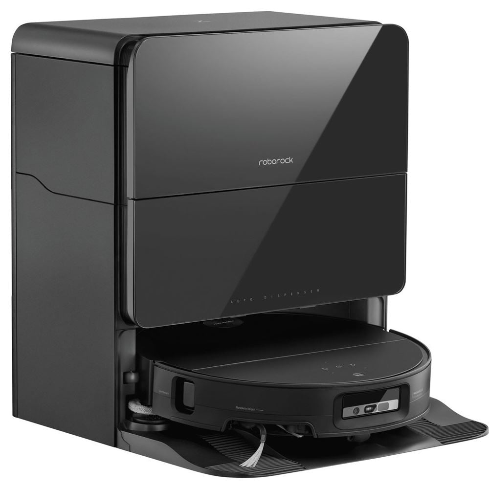 Aspirador Robô Roborock Qrevo S5V, 12000 Pa, FlexiArm Edge Mopping, Sistema Anti-Emaranhamento Duplo, Prevenção Inteligente de Obstáculos, Elevação de Mop de 10 mm, Lavagem e Secagem Automáticas, Esvaziamento e Recarga Automáticos, Preto