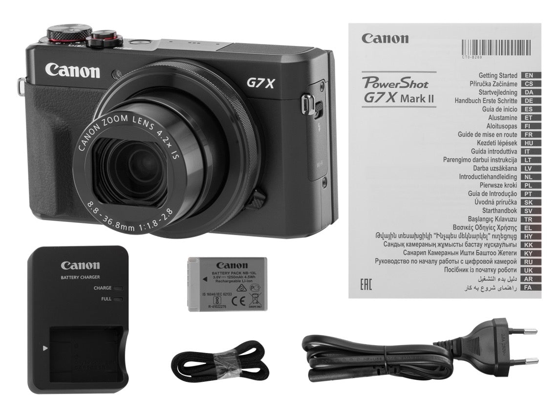 Máquina Fotográfica Compacta CANON Powershot G7X Mark II (Preto - 20.1 MP - ISO: auto 125 a 12800 - Zoom Ótico: 4.2x)