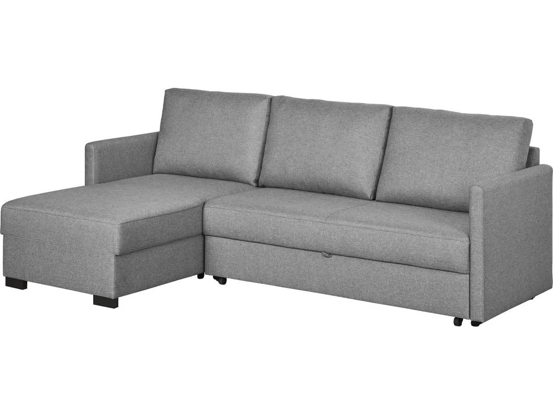 Sofá DORMUS Sydney Cinza 3 Lugares + Chaise c/Cama (234 x 223 x 89 cm - Reversível Lado Direito/Esquerdo)