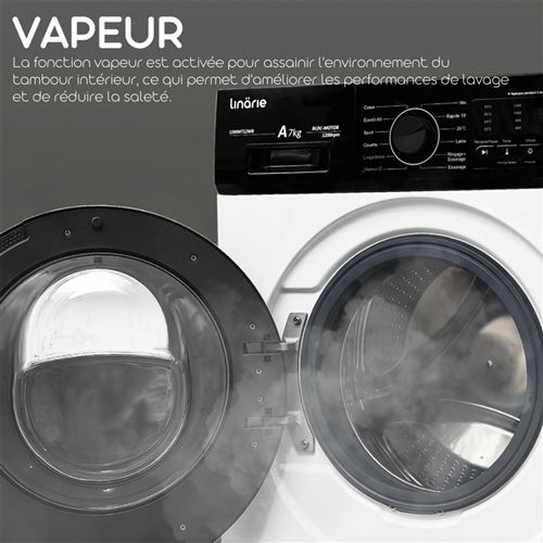MÁQUINA DE LAVAR ROUPA LINARIE GENEY LSWM712WB 7KG CLASSE A MOTOR BLDC 1200 RPM BRANCA