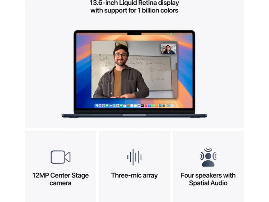MacBook Air APPLE Meia-Noite (13.6'' - Apple M4 10-Core - RAM: 16 GB - 512 GB SSD - 10-Core)