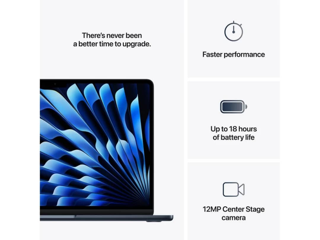 MacBook Air APPLE Meia-Noite (13.6'' - Apple M4 10-Core - RAM: 16 GB - 512 GB SSD - 10-Core)
