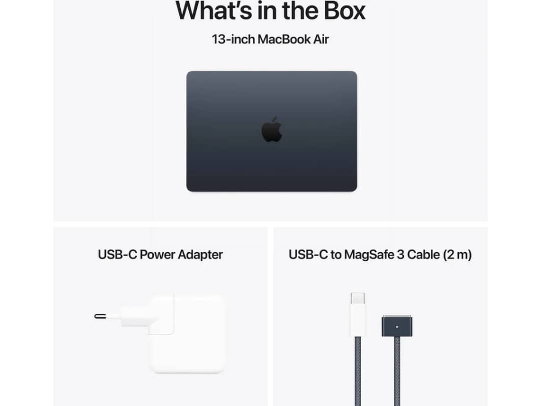 MacBook Air APPLE Meia-Noite (13.6'' - Apple M4 10-Core - RAM: 16 GB - 512 GB SSD - 10-Core)