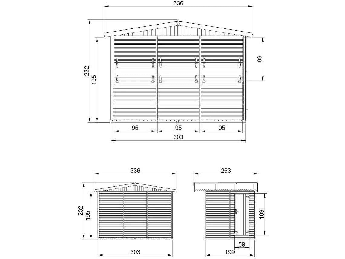 Caseta de Jardín de Madera TIMBELA M150A (6 M² - 232 x 336 x 263 cm)