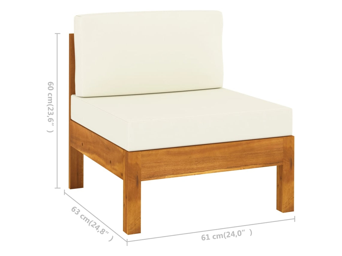 Conjunto de 6 Móveis de Jardim VIDAXL com almofadas branco creme, em madeira de acácia