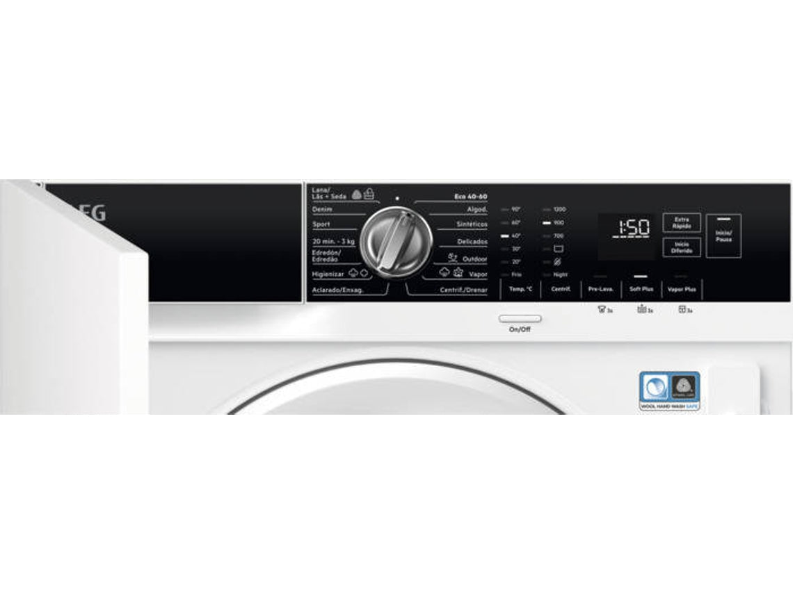 Máquina de Lavar Integrável AEG LFN7G8434F (8 kg - 1400 rpm - Branco)