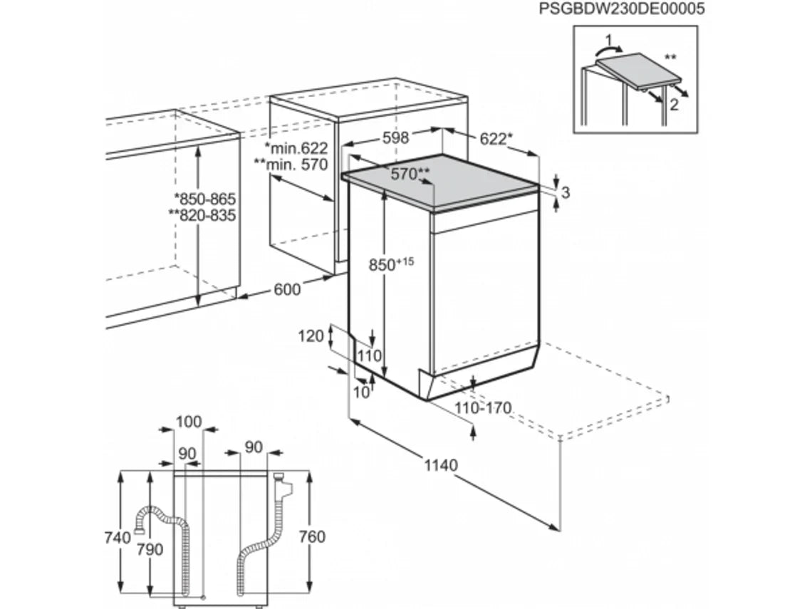 Máquina de Lavar Louça AEG FFB33607ZM (13 Conjuntos - 60 cm - Inox)