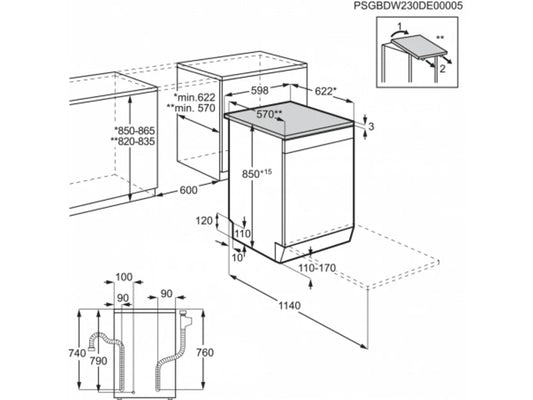 Máquina de Lavar Louça AEG FFB33607ZM (13 Conjuntos - 60 cm - Inox)