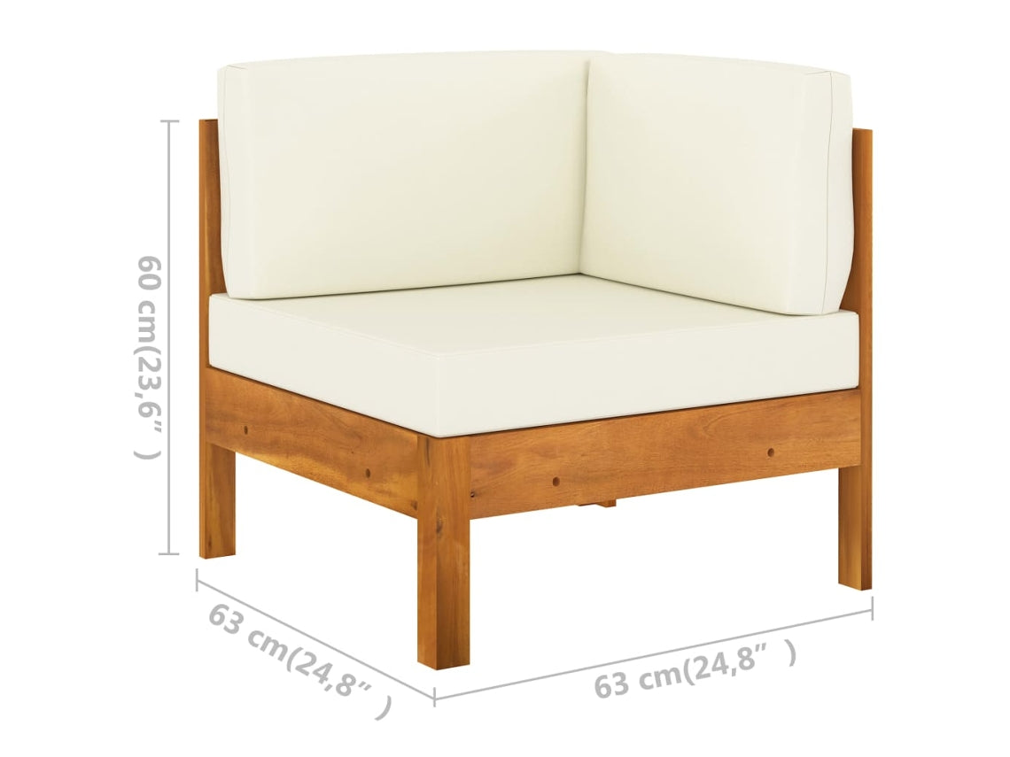 Conjunto de 6 Móveis de Jardim VIDAXL com almofadas branco creme, em madeira de acácia
