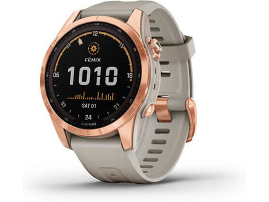 Relógio Esportivo GARMIN Fenix 7S Solar (Bluetooth – Até 14 dias de autonomia com Energia Solar – Cinza e Rosa)