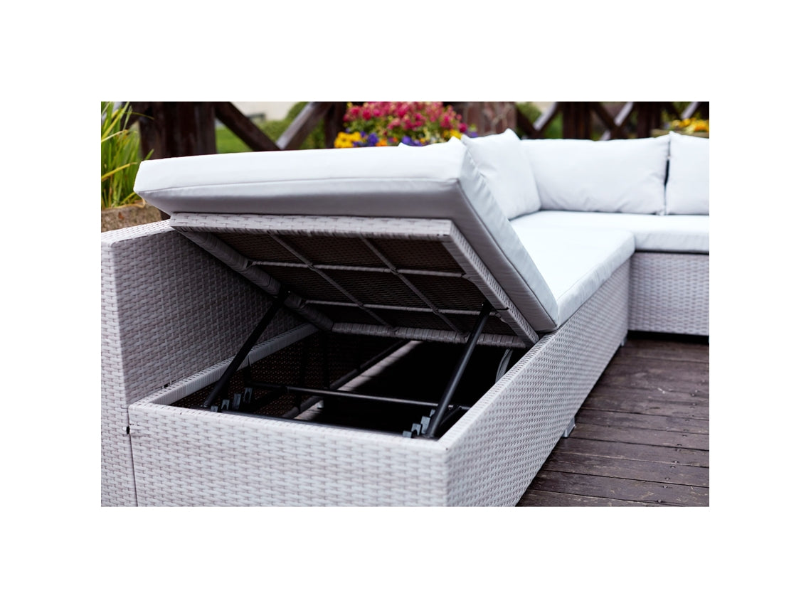 Conjunto de móveis de jardim em resina cinza para 10 pessoas SAMOA 220x63 cm CONCEPT U