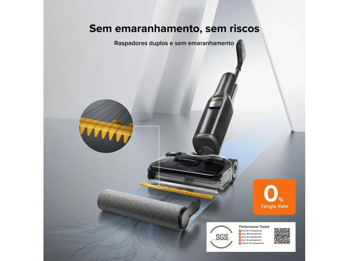 Máquina de Limpeza Roborock F25 ALT | Lava e Aspira | 20000 Pa | Autolimpeza a Uma Temperatura Elevada de 90 °C | Secagem Rápida | Limpeza de Arestas | Roda Auxiliar Elétrica |(Autonomia 60 min - Preto)