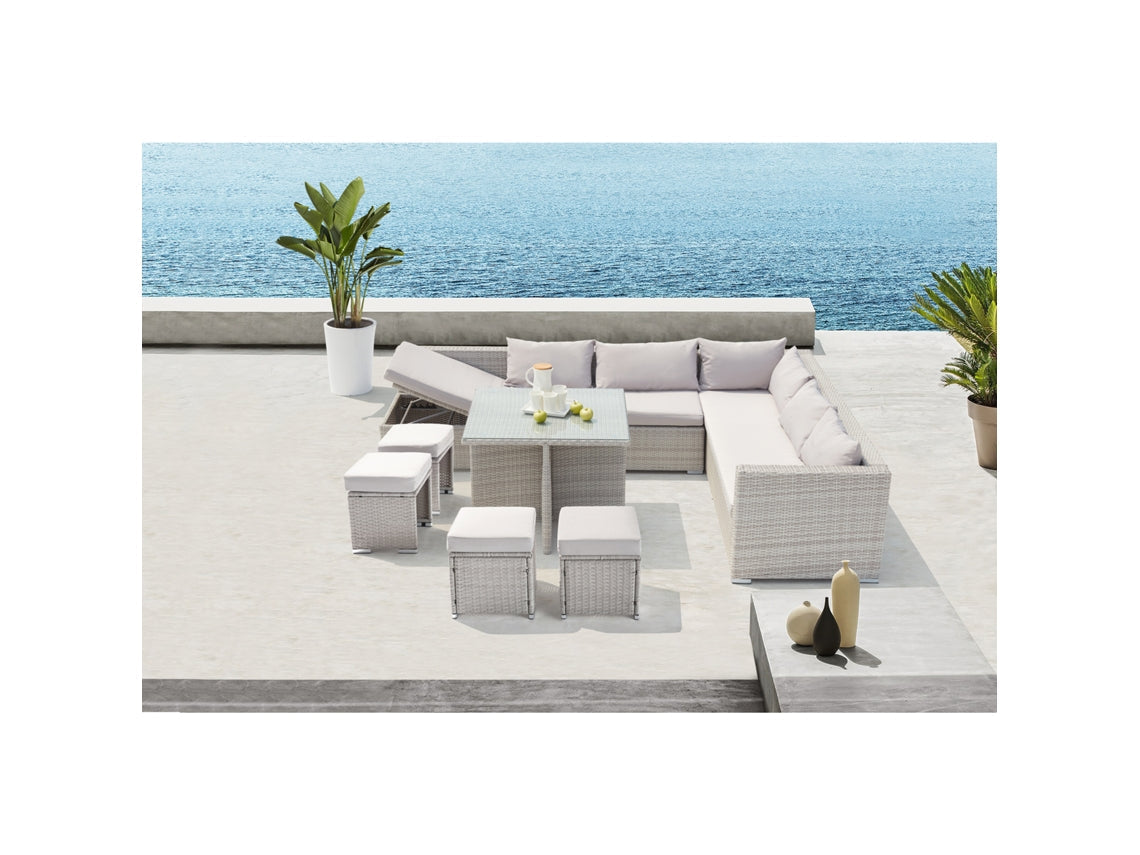 Conjunto de móveis de jardim em resina cinza para 10 pessoas SAMOA 220x63 cm CONCEPT U