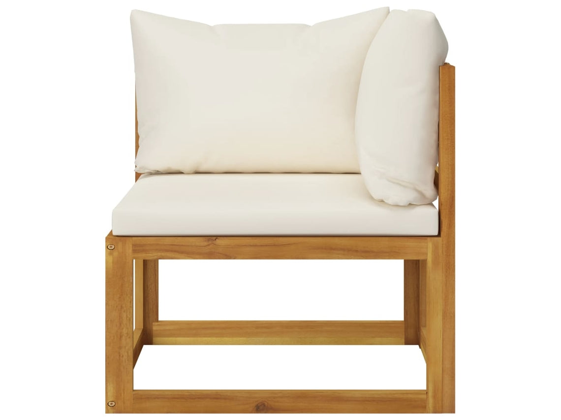 Conjunto de 5 Móveis de Jardim VIDAXL com almofadas creme em madeira maciça de acácia