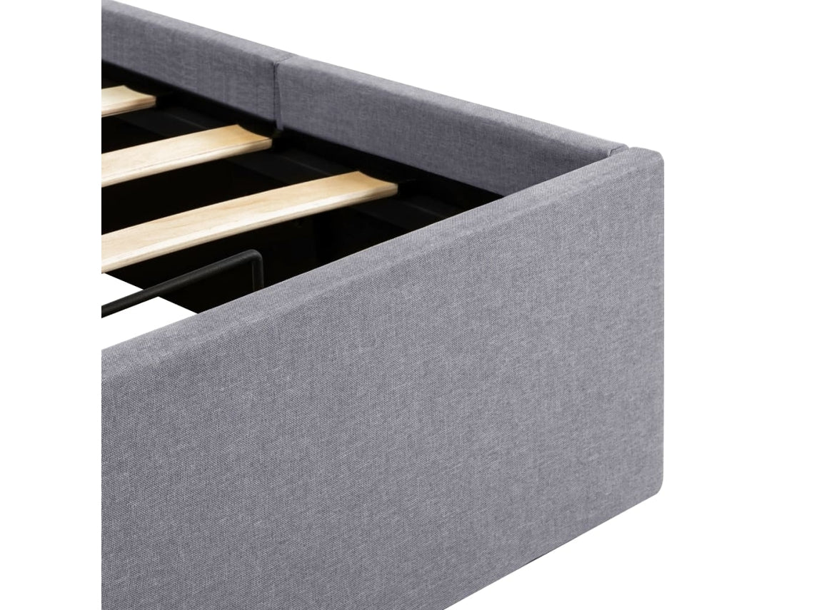 vidaXL Cama com arrumação hidráulica 90x200 cm tecido cinzento-claro
