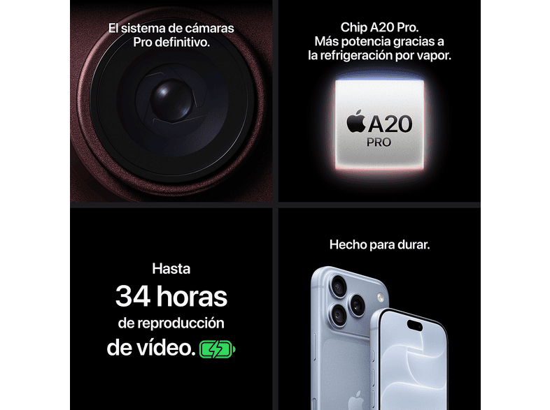 Apple iPhone 18 Pro, Preto, 2 TB, 6.3" OLED Super Retina XDR, 5G, Chip A20 Pro, Siri AI, iOS