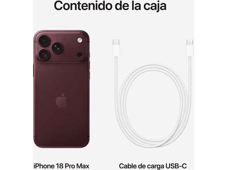 Apple iPhone 18 Pro Max, Bordeus, 2 TB, 6.9" OLED Super Retina XDR, 5G, Processador A20 Pro, Siri AI, iOS